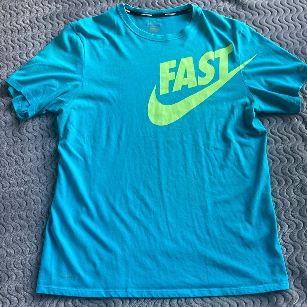 Nike Running collection Fast t-shirt with swoosh Medium Teal